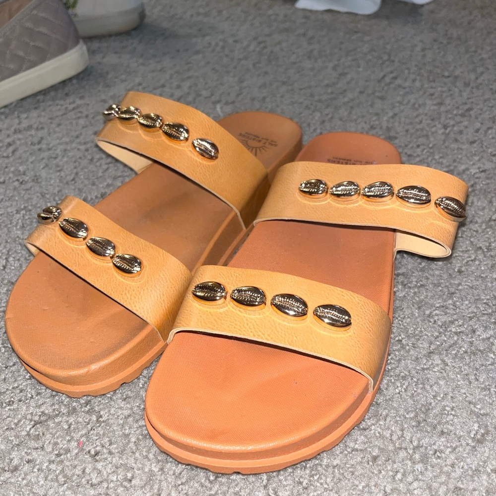 Orange Sandals with Gold shells
